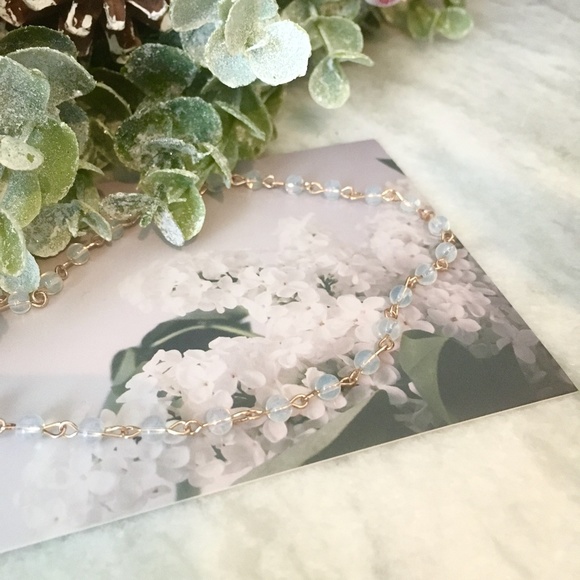 Blue Water Drop Transparent Beaded Choker Necklace - Picture 3 of 6